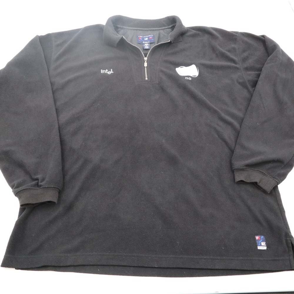 Intel Arecibo Port Authority Fleece Pullover Mens XL Black Quarter Zip‎ Vintage